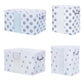 Printed cube storage bags in gray dots and gray stars, with zipper closures