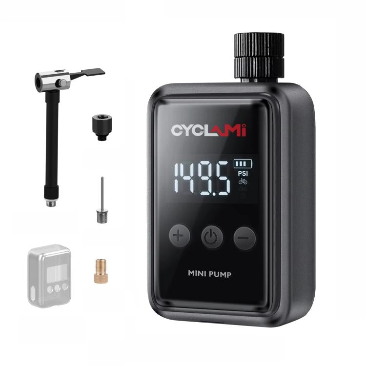 Black portable air pump with smart display and top knob, mini pump controller