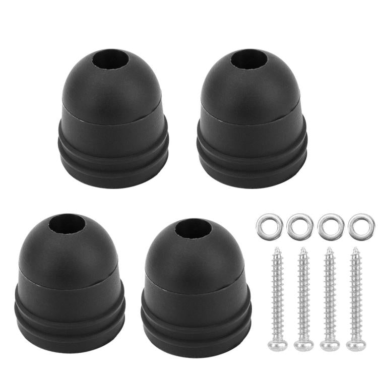 Black rubber RV door bumper pads kit with mounting screws and washers (4-piece)