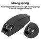 Black trailer door bracket clip with spring mechanism and round mounting post