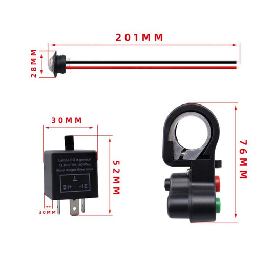 ATV Turn Signal Malfunction Light Horn Wiring Harness Handlebar Thumb Switch With LED Light Kit, CP-4331