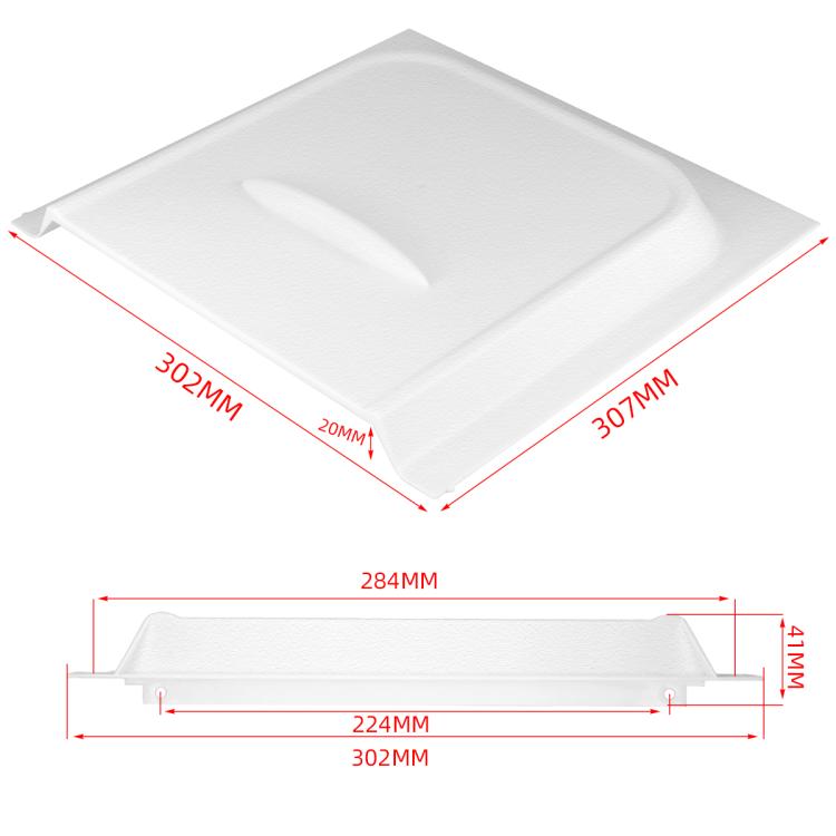 White RV door lock UV cover panel size diagram with length and width measurements