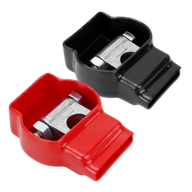Battery terminal connector with red and black insulated housings and metal inserts