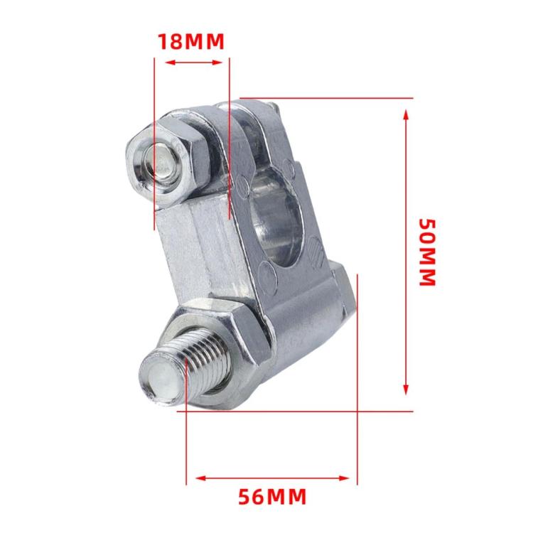Aluminum battery terminal clamp with screw post, dimensioned metal bracket