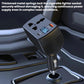Black car inverter charger with blue LED display and metal-prong cigarette socket