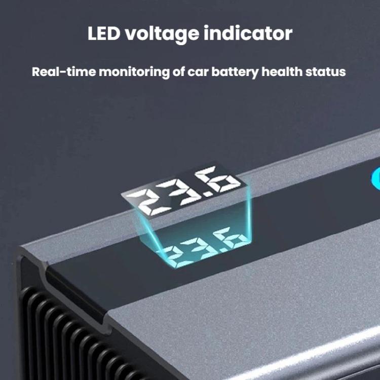Close-up of LED voltage display on car cigarette lighter charger, GE08