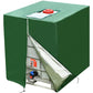 Green IBC tote cover with front opening flap and top access port for 1000L tank