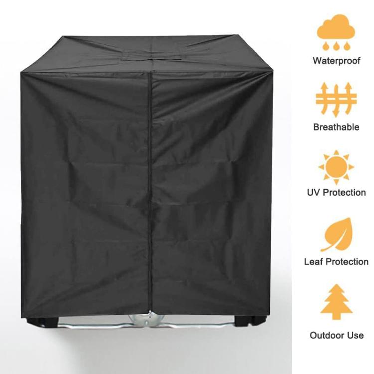 Black IBC tote cover with vertical seam and top access opening for outdoor use
