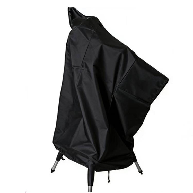 Black waterproof telescope cover with triangular top and tie-down straps