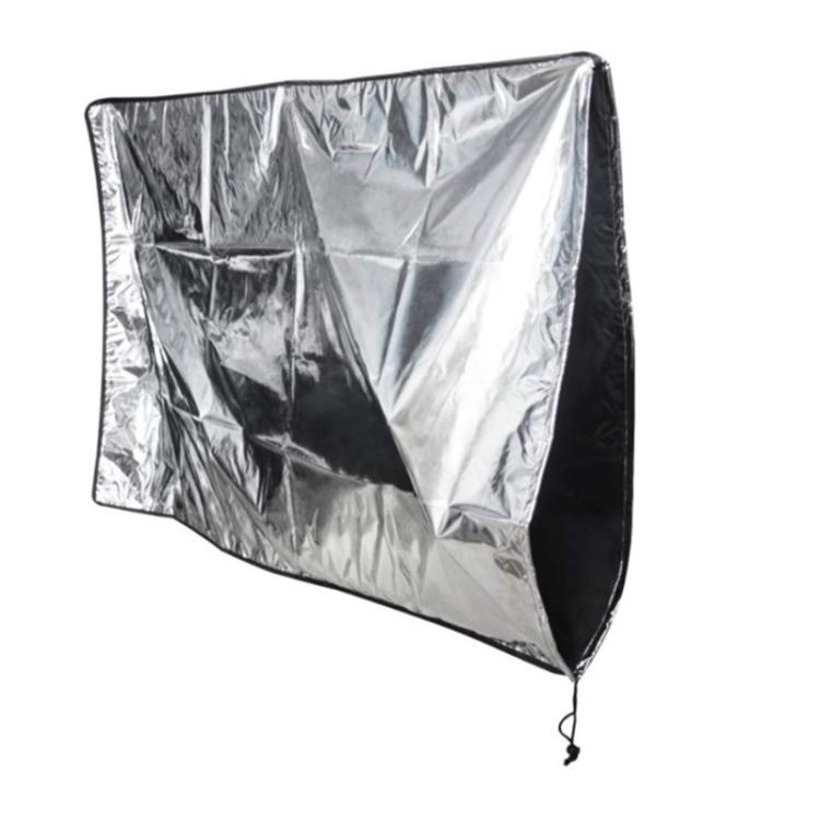 Silver telescope cover panel with reinforced corners and tie string