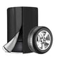 Black tire protection tarp with silver panel, zippered seam, and elastic rim edge