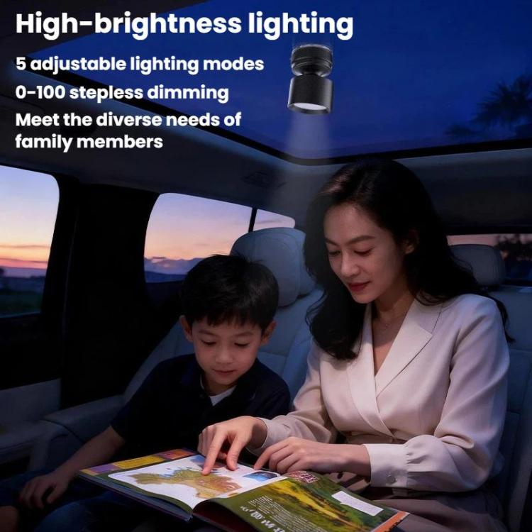 BEN.JACK magnetic car reading light mounted on car roof, adjustable lamp head