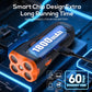 Handheld ultrasonic dog repeller with orange emitter grille and side charging port