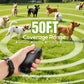 Handheld ultrasonic dog repeller in hand, black body with orange emitter openings