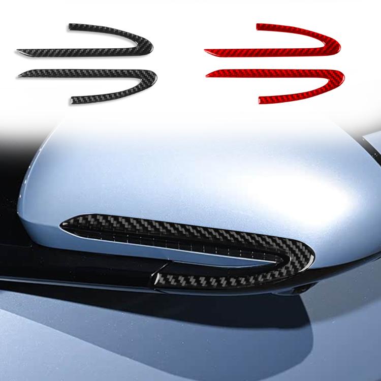 Rearview mirror decorative stickers in black and red carbon-fiber pattern, set of 4 strips