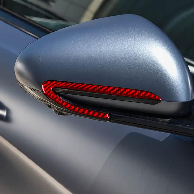 Red carbon-fiber style rearview mirror decorative sticker on car side mirror housing