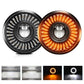5.75-inch motorcycle LED headlight, one with white halo and one with amber glow