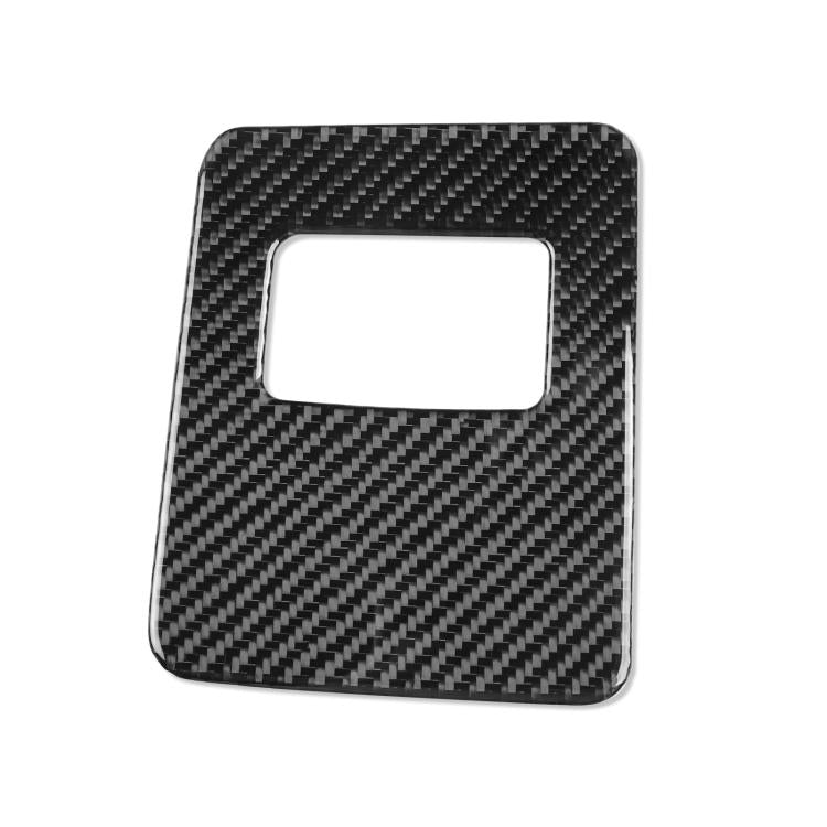 Carbon fiber-style glove box sticker with rectangular cutout, black