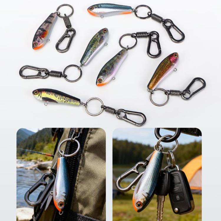 Set of fish-shaped keychains with metal keyrings and spring clips, assorted colors.