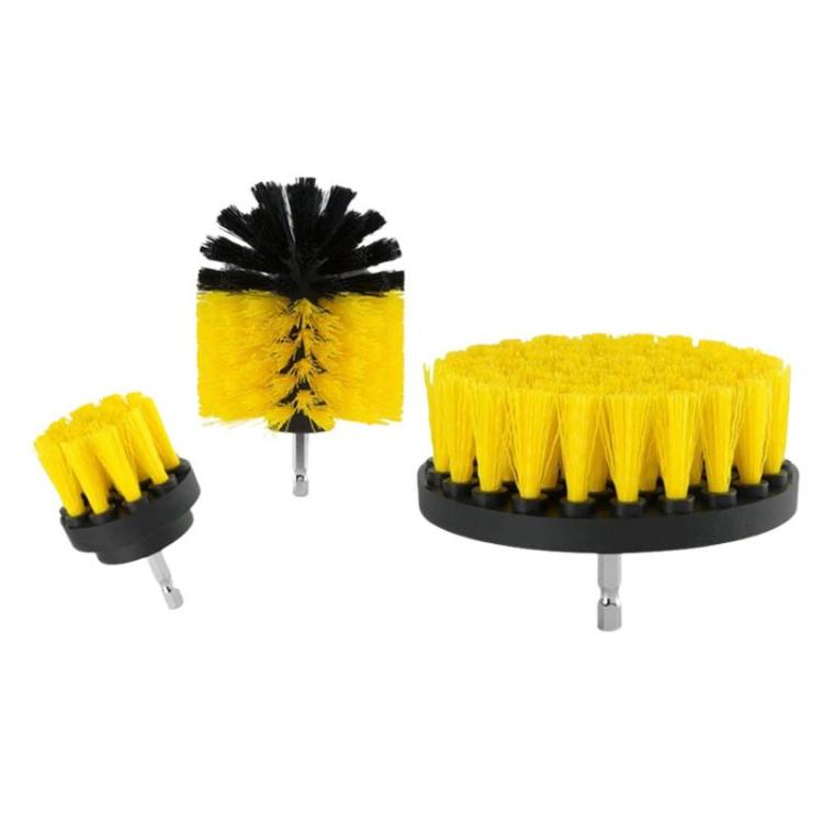 Car wash brush heads set: small and round yellow bristle scrubbers