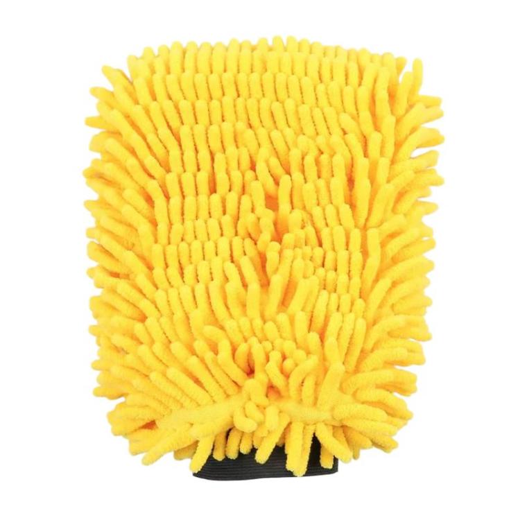 Yellow chenille-style car wash pad for scrubbing and cleaning