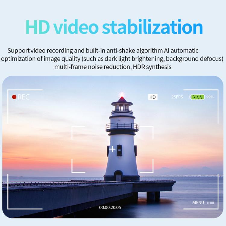 Smart glasses video stabilization demonstration with a lighthouse recording preview