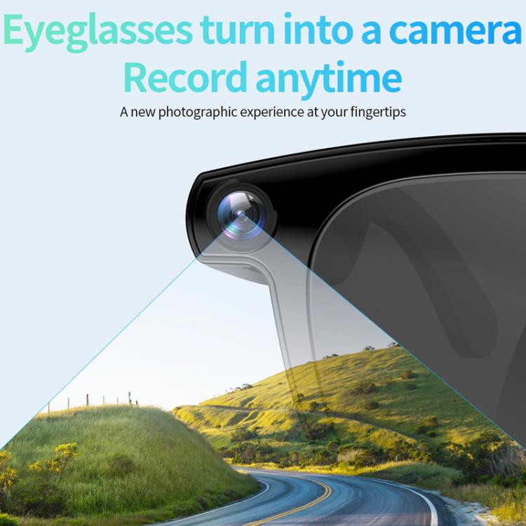 Smart glasses camera close-up with a landscape recording preview
