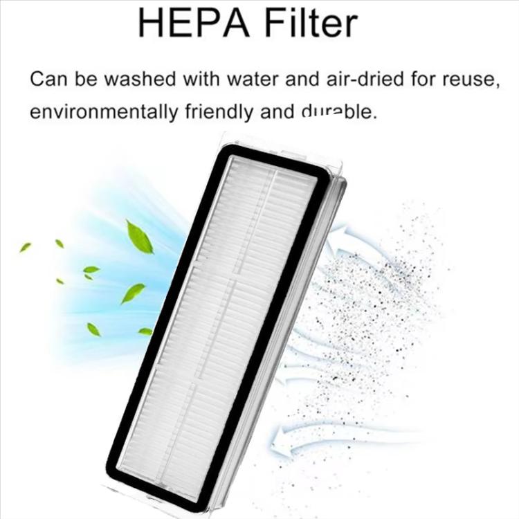 HEPA filter replacement media for robot vacuum, white pleated filter in black frame