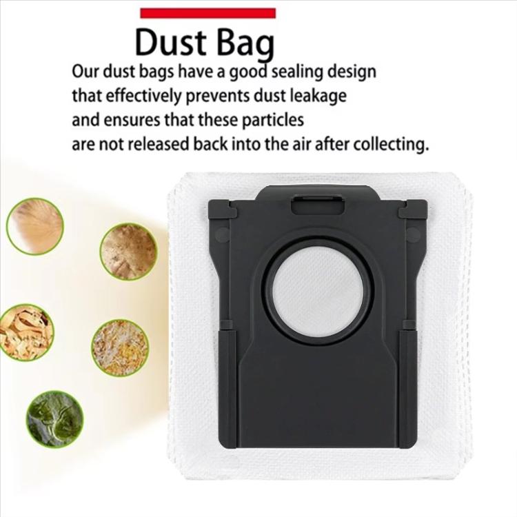 Robot vacuum replacement dust bag cartridge with circular filter opening in black housing