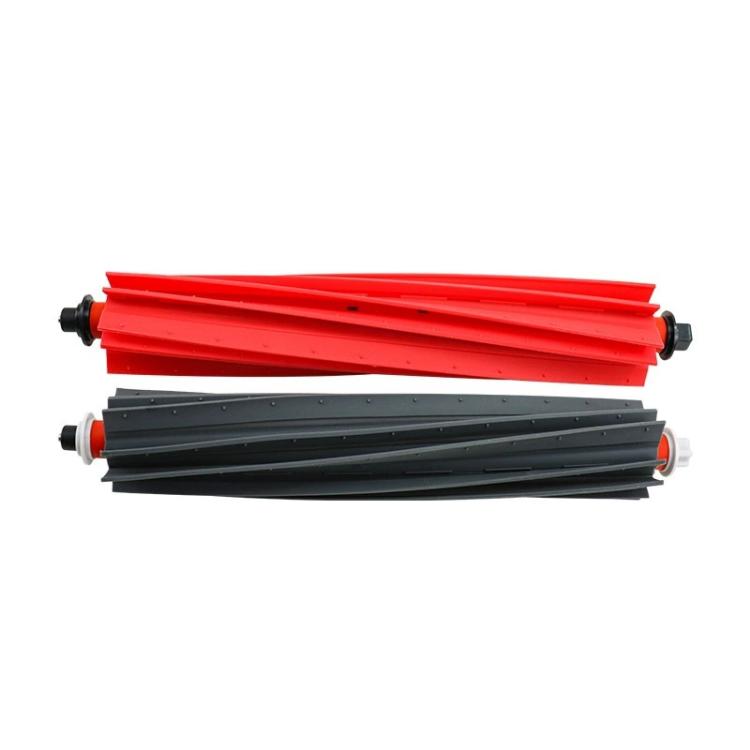 Robot vacuum replacement kit roller brush pair, red and dark gray bristle sections