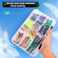 Hand holding clear 385-piece fishing lure tackle box with assorted hooks and baits