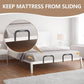 Adjustable metal mattress stopper baffle set installed on bed frame, black U-shaped rails