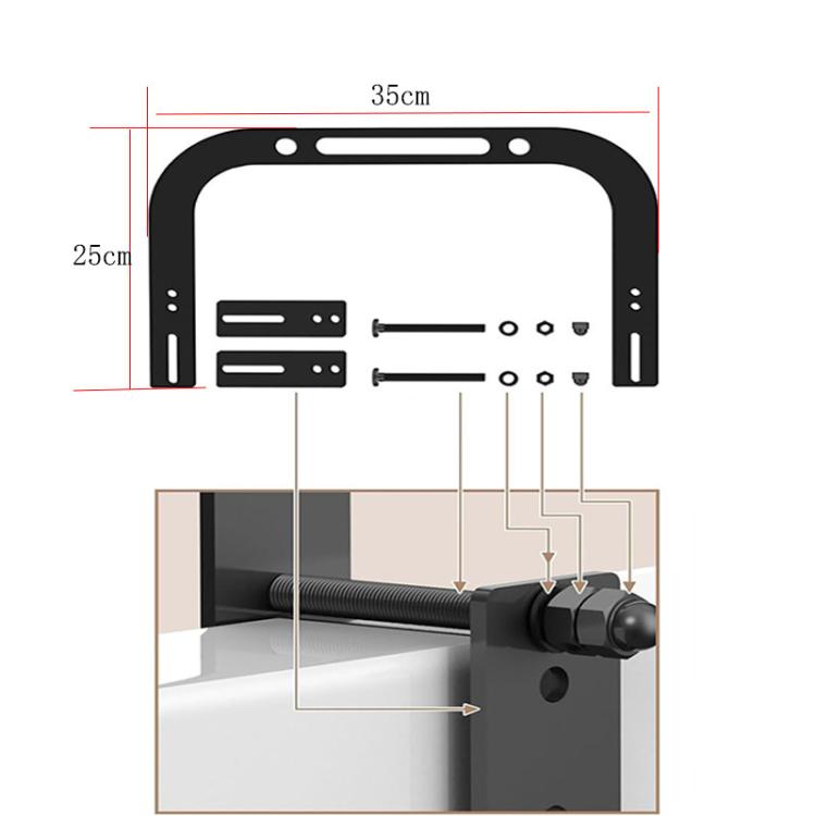 Adjustable metal mattress retainer baffle with spring tensioner and attachment hardware