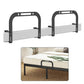 Adjustable metal mattress stopper baffles with clamp feet, pair of black bed-frame rails