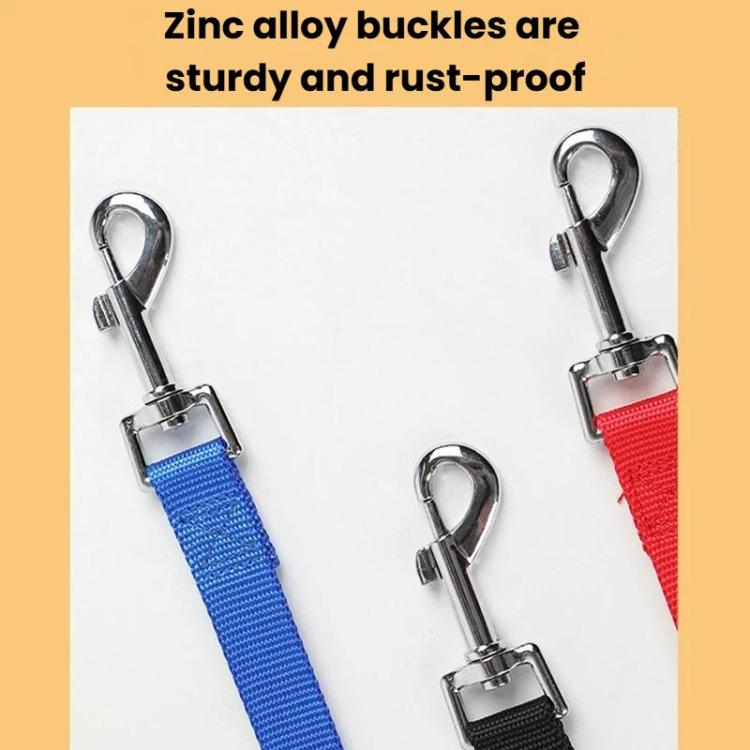 Reflective dog harness leash with zinc alloy hooks and blue and red straps