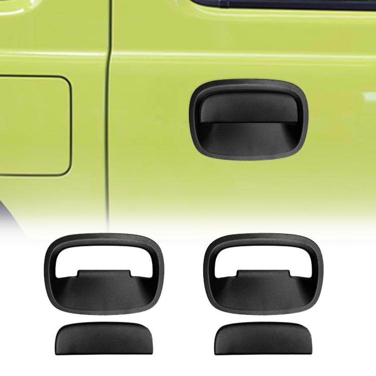 Black door handle bezel covers for front and rear doors, set