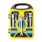 7-piece dual-drive ratchet wrench set in yellow case with ratchet heads and sockets