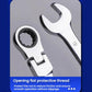 Close-up of ratchet wrench head with protective threaded opening