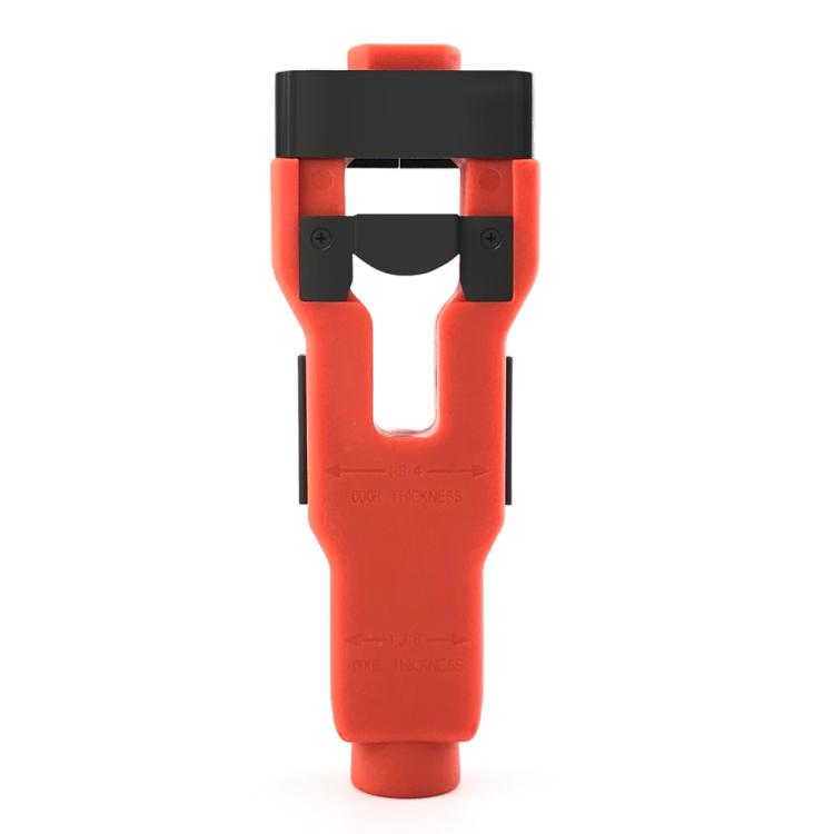 Red door latch tenon tool with black guide head and chisel-style blades