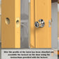 Wooden door with installed latch plate and strike area