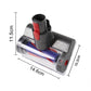 Electric mattress brush with clear drum and blue/red bristles, size 14.6 x 10.3 cm