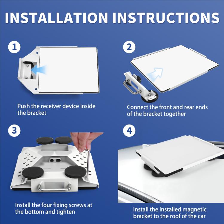Magnetic mounting kit receiver and bracket with screw holes for installation