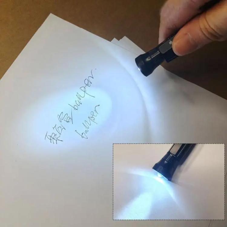 Multifunctional EDC tool pen with LED beam shining on paper for writing