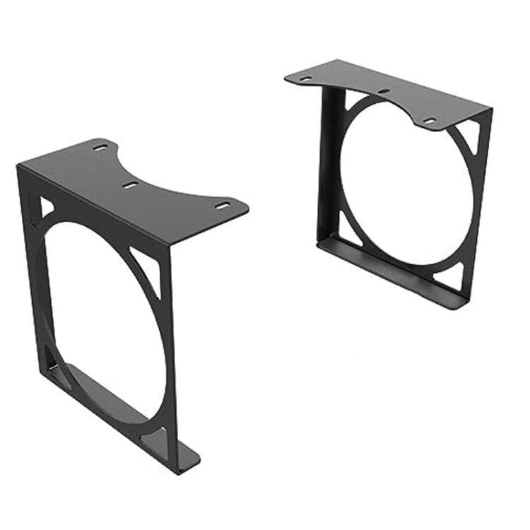 Metal under-desk mounting bracket with two support frames for console clearance