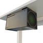 Black metal under-desk hidden console holder with front ventilation grille