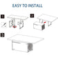 Step-by-step diagram for installing an under-desk metal console holder bracket