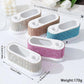 Desktop nail tool organizer with rhinestone storage bases in silver, rose gold, pink, and blue