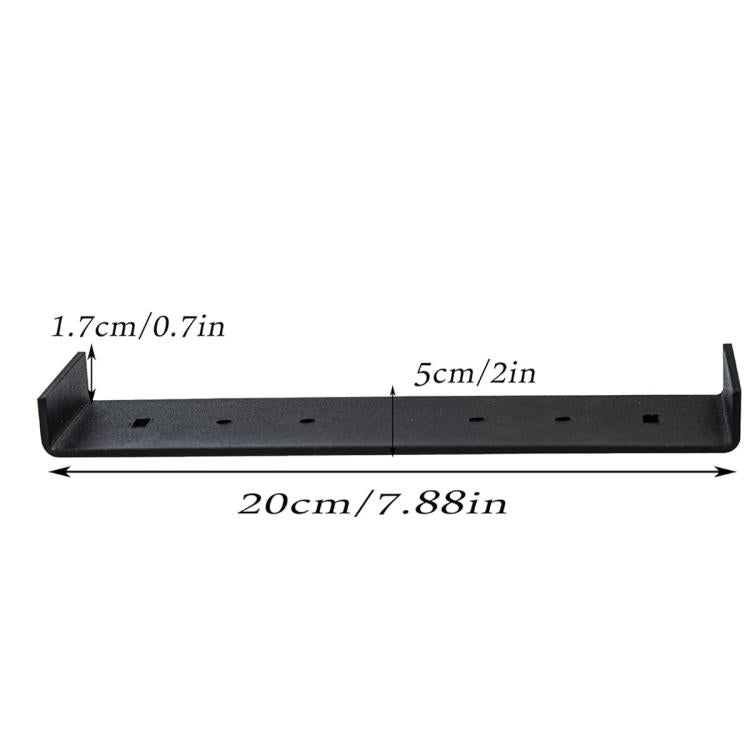 Black metal mounting bracket dimensions: 20cm long, 5cm wide, 1.7cm high
