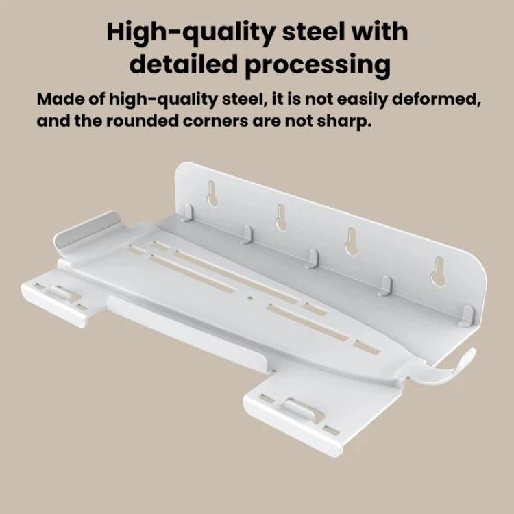 White steel wall-mount console organizer rack with multiple hanging slots