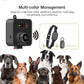 Electric dog fence transmitter with multi-collar management, black collar receiver shown
